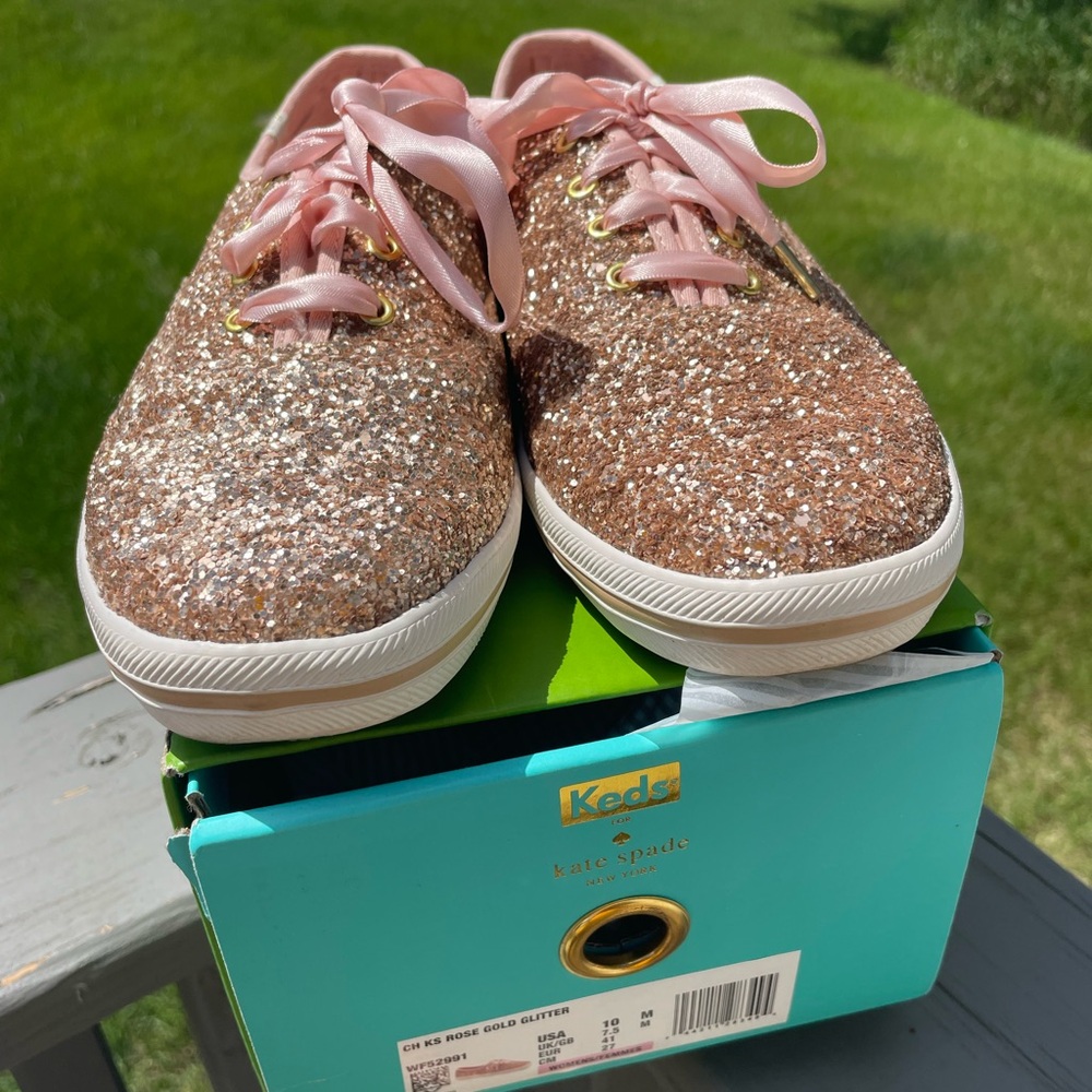 Keds Kate Spade Rose Gold Sparkly Sneakers